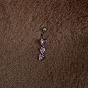 🩷pink heart dangly belly ring🩷